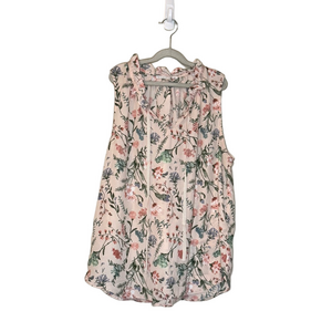 Violet + Claire Floral Sleeveless Ruffle Blouse Large